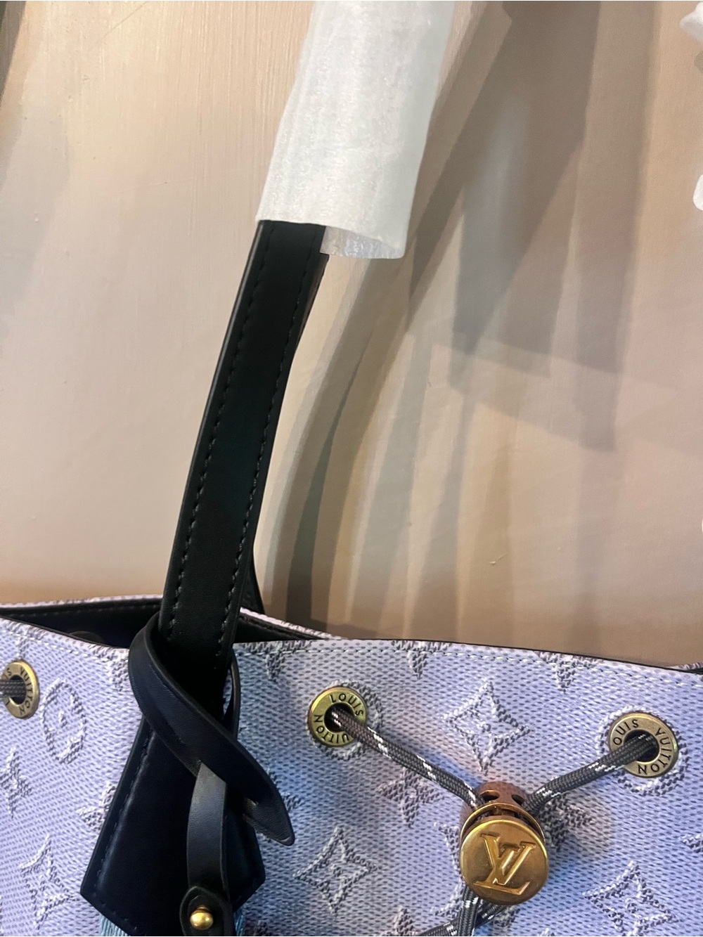 Louis Vuitton look a like Lavender Monogram Tote with Light Blue Straps - Picture 10 of 12